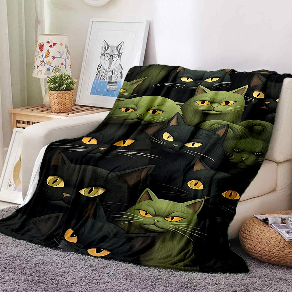 1pc Cat Kitty Print Blanket   Lightweight Flannel Throw Blanket For Sofa, Bed, Living Room, Office, Outdoor Travel, Camping