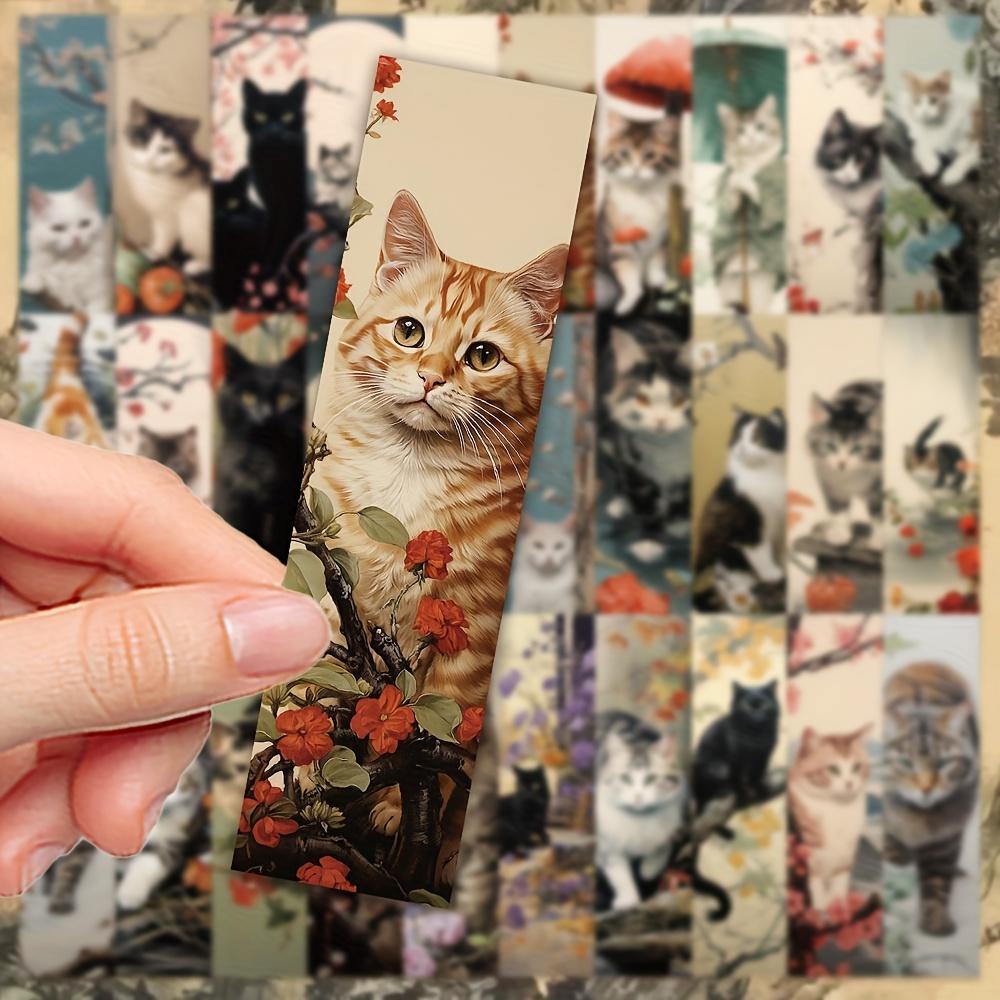 30Pcs Adorable Cartoon Cat Bookmarks In an Artistic Graffiti Style, Practical And Durable DIY Reading Markers, Vintage-Themed Bookmarks