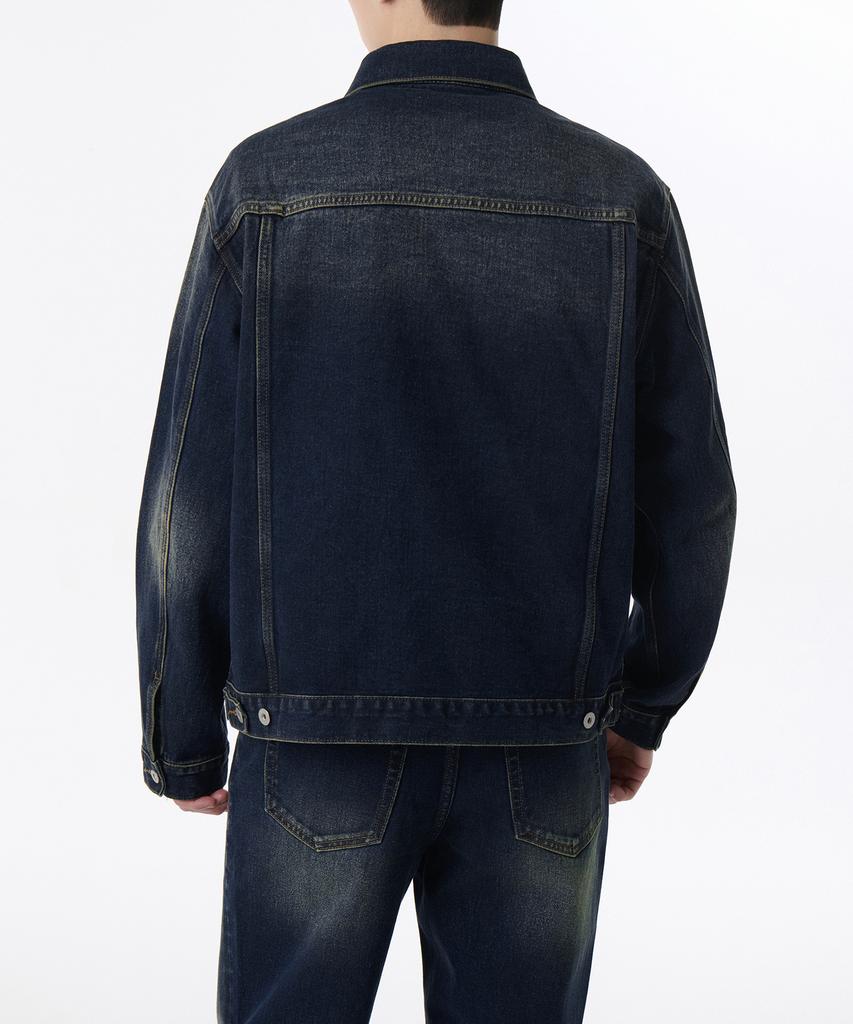 Musinsa Standard Big Brush Relaxed Denim Trucker Jacket [Dark Blue]