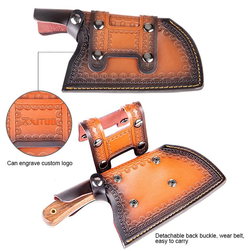 High-grade Chef Knife Sheath Cowhide Leather Knife Cover Cleaver Butcher Blade Guard Protect Case Steak/Boning Knife Pocket