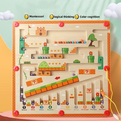 מבוך התאמת צבעים ומספרים מגנטי מעץ מונטסורי צעצועי למידה חינוכיים צעצועי מונטסורי צעצועי עץ לילדים מתנה