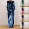 Women's Velvet Long Sleeve Top and Wide Leg Pants Set In 5 Colors