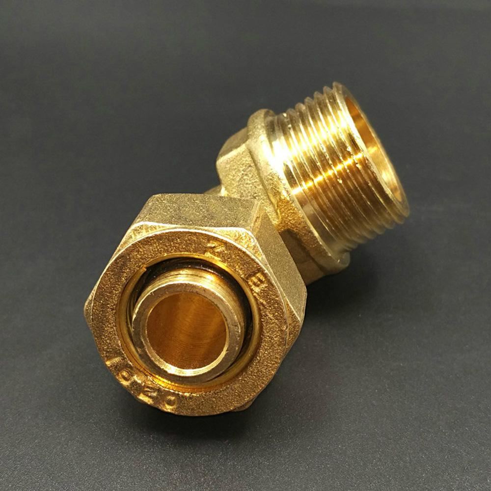 1216 1418 1620 2026 2632 PEX-AL-PEX 1/2" 3/4" 1" Male Female Brass Elbow 90 Degree Pipe Fitting Adapter For Solar Floor Heating