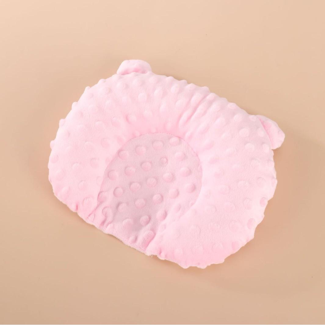 Washable Memory Foam Baby Pillow: Round Anit-Flat Head Design for Newborns 19x28 розовый
