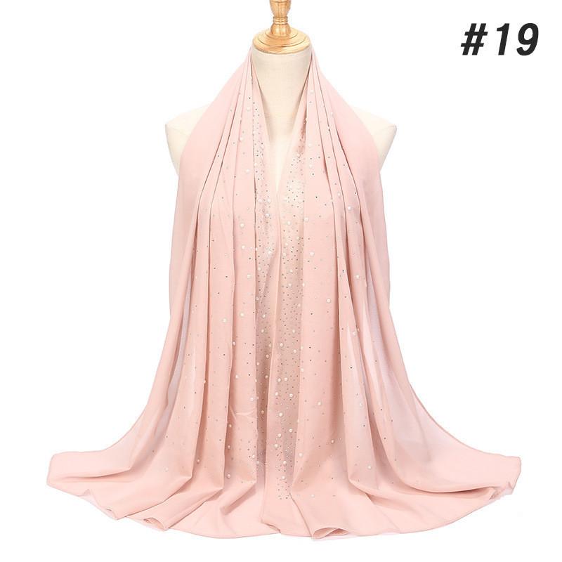 women plain bubble pearl chiffon scarf Head hijab wrap solid shawls headband foulard femme muslim hijabs stores