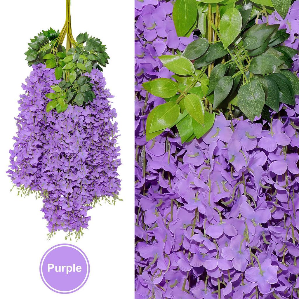 Artificial Wisteria Vine - Violet Hanging Flowers for Ceiling & Wedding Decoration