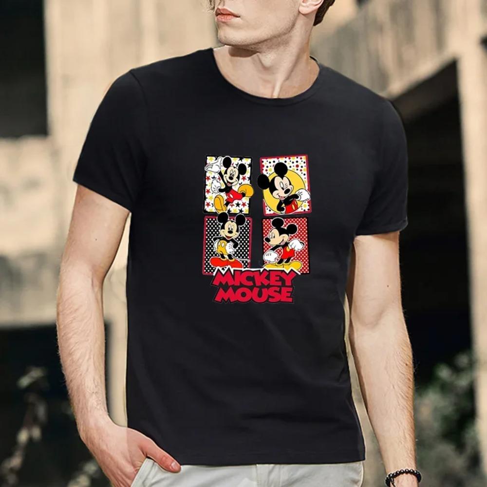

Микки Минни Маус 100% Хлопок Футболка Уличная одежда Футболки с коротким рукавом Мужские Женские Летняя одежда Футболка Футболки Топы XXXXXL чёрный