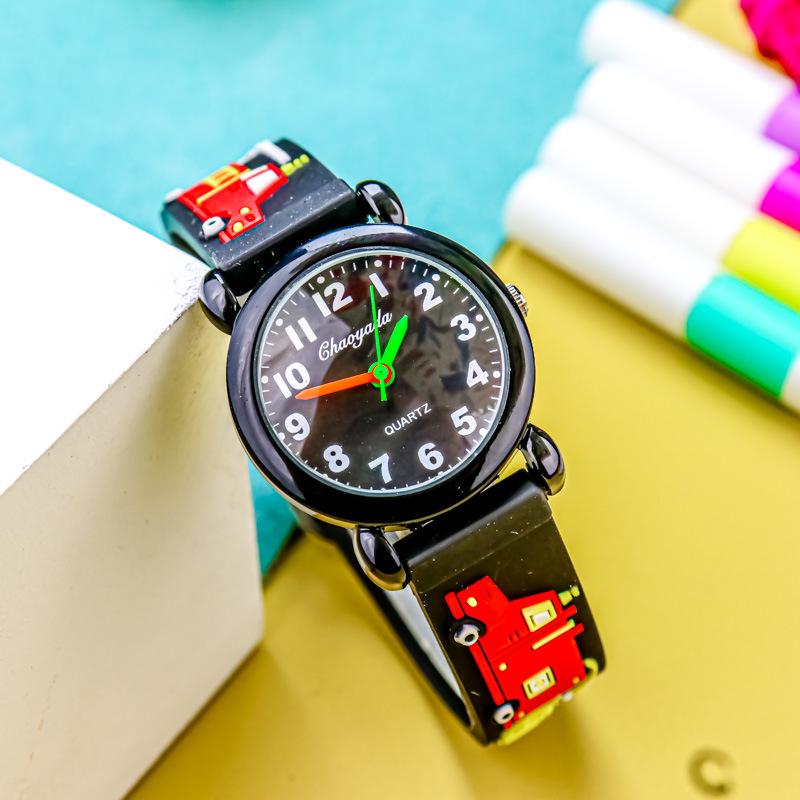 Dziecięcy Kreskówkowy Zegarek Kwarcowy 3D - Motywy: Piłka nożna, Samolot, Koparka, Dinozaur