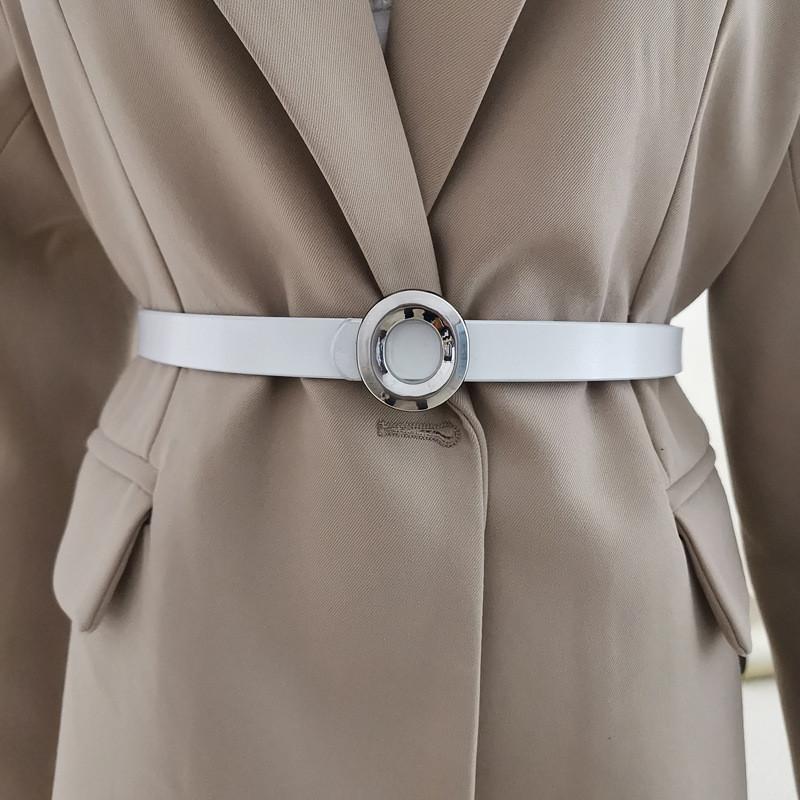 Ladies Slim Leather Waist Belt With Alloy Clasp For Modern Casual And Work Looks