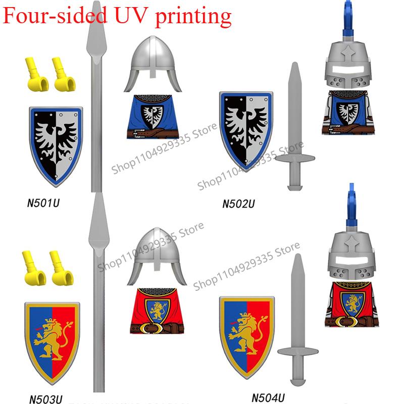 Figuras de Soldados Militares Medievales MOC Bloques de Construcción Castillo Águila Negra Lobo Pulpo Grifo Caballero Antiguo Armas Ladrillos Juguetes