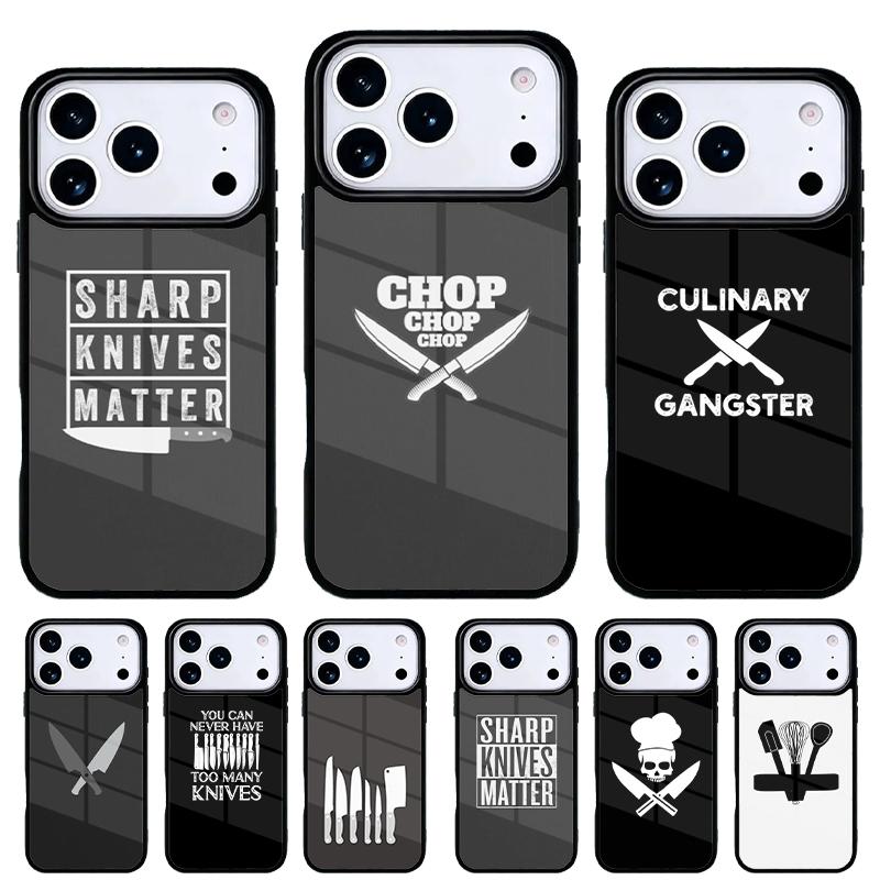 Cooking Chef Knives Soft Phone Case for iPhone 17 16 15 14 13 Pro Max Back Cover for 12 11 Pro Coque
