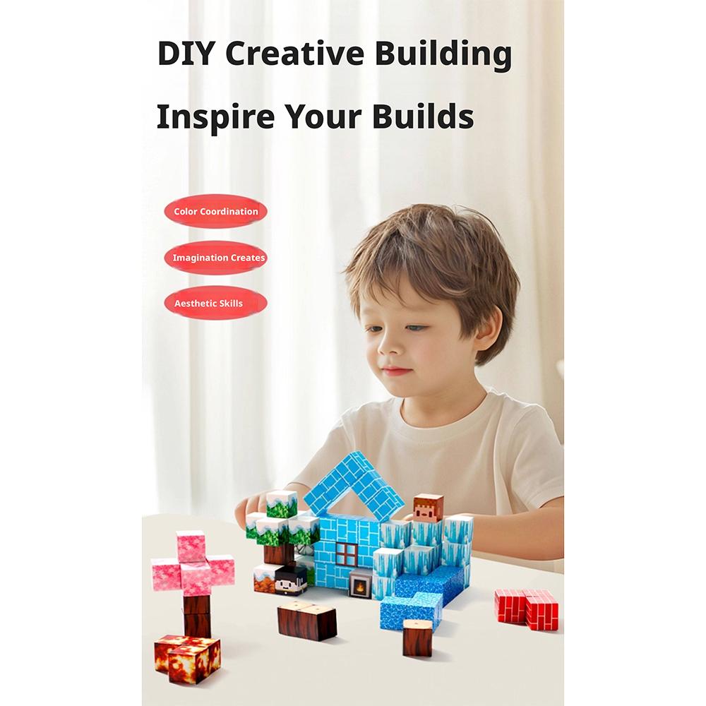 Magnetic Building Blocks Mine World Magnetic Cave World Brick Cube Toys Set Stem Sensory Best Gift For Boy Girl Children