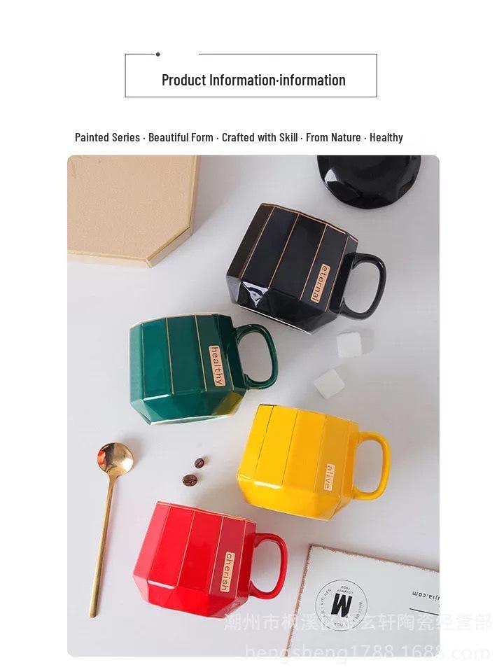 Modern Diamond-Shaped Ceramic Coffee Mug – Stylish and Unique Breakfast Cup