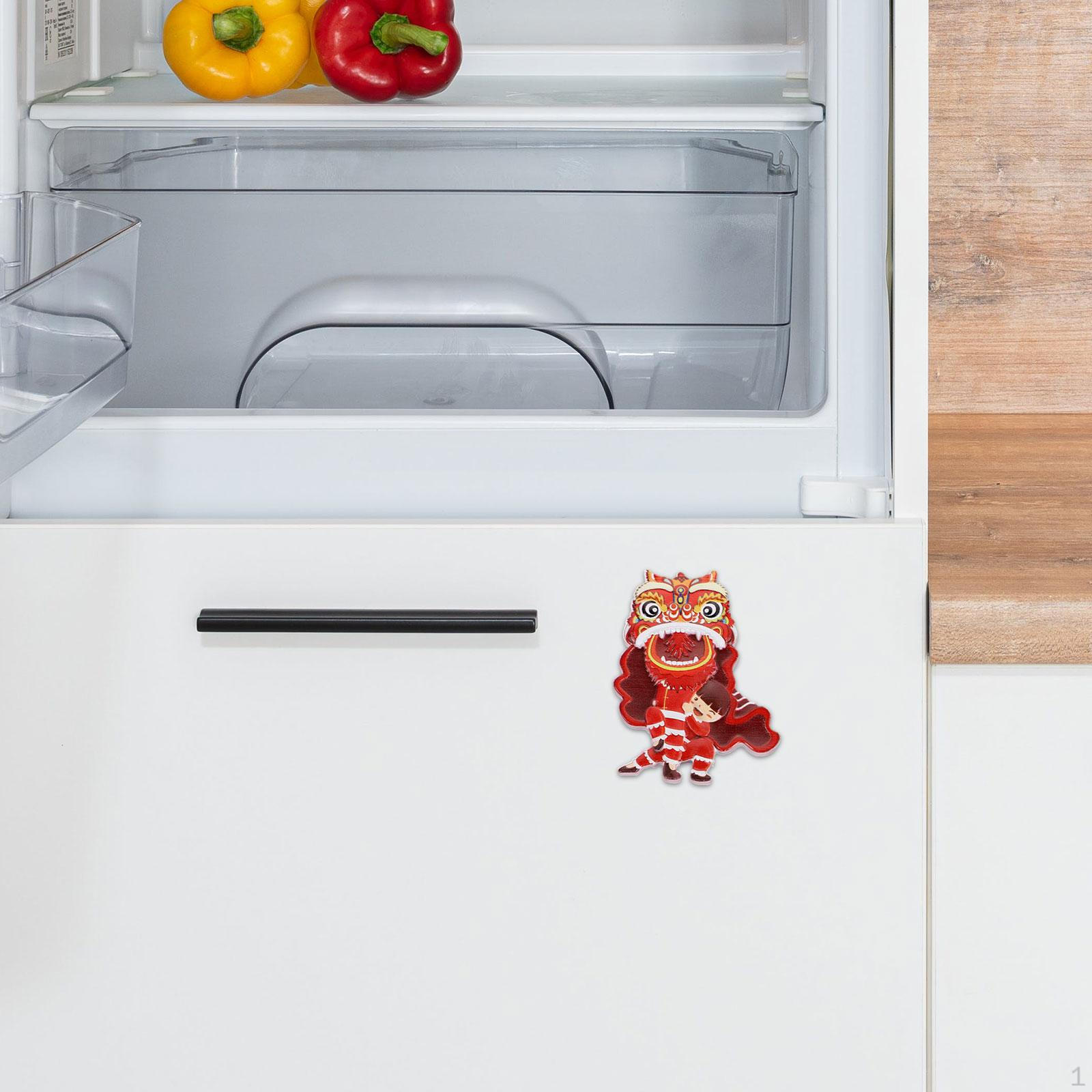 Chinese Lion Dance Figures Refrigerator Magnet Fridge Sticker for Decorating Style A
