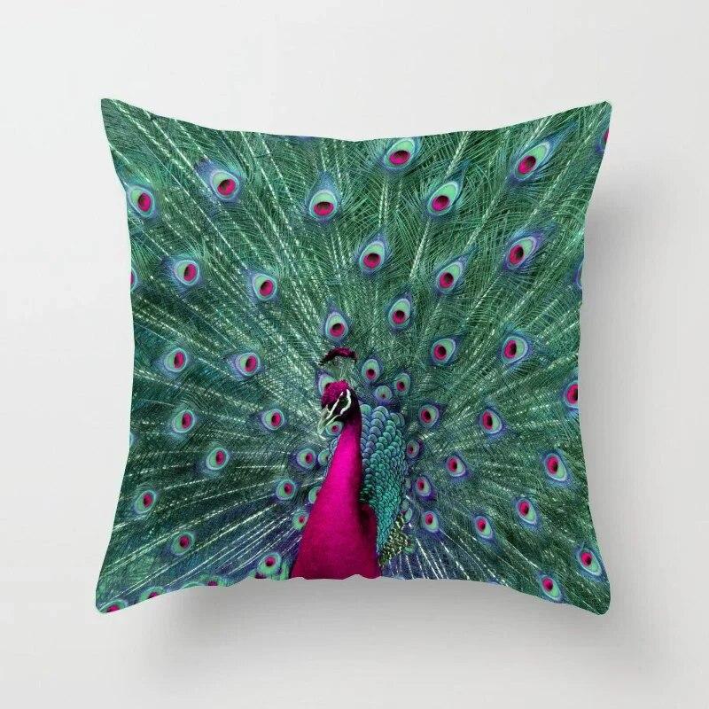 45*45cm Creative Peacock Feather Series Pillowcase Art Life Home Decoration Sofa Office Seat Waist Cushion  Cover