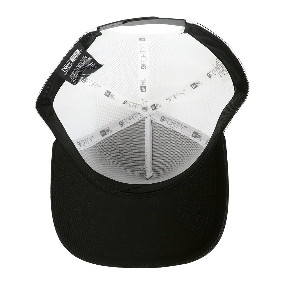 New Era 9FORTY Mesh Solid NewEra Baseball Cap with 99HeadwearShop One Size Fits All Men's Cap, Color, NE205, Sticker, Black/White Mesh, [Used]