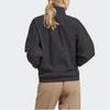 Adidas Solid Color Stand Collar Loose Zip Long Sleeve Jacket Women Jacket Black IC5308