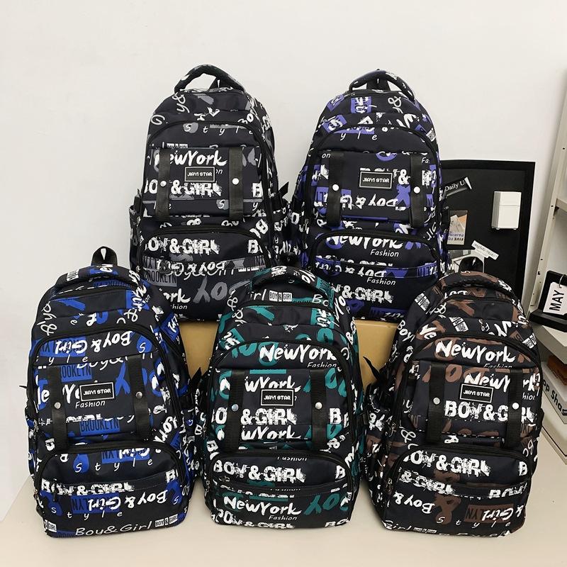 Large Capacity Student Backpack Graffiti Print Campus Backpack Men Lightweight Couple Backpack