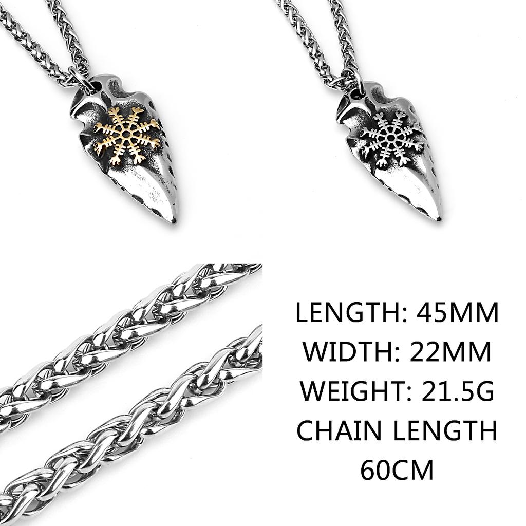 Titanium Stainless Steel Vintage Fashion Valknut Vegvisir Odin Sword Gungnir Rune Necklace Pendant Jewelry