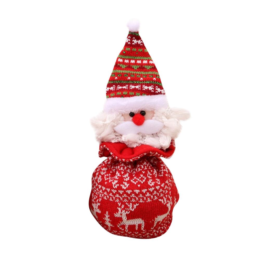 Christmas Knitted Doll Gift Bags, Reusable Sweet Bags, Snowman And Snowflake Shapes, Storage For Party Decorations, Festive And Holid