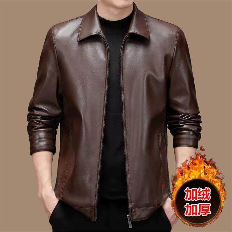 Sheepskin is really good leather men's leather jacket business casual slim fit leather jacket