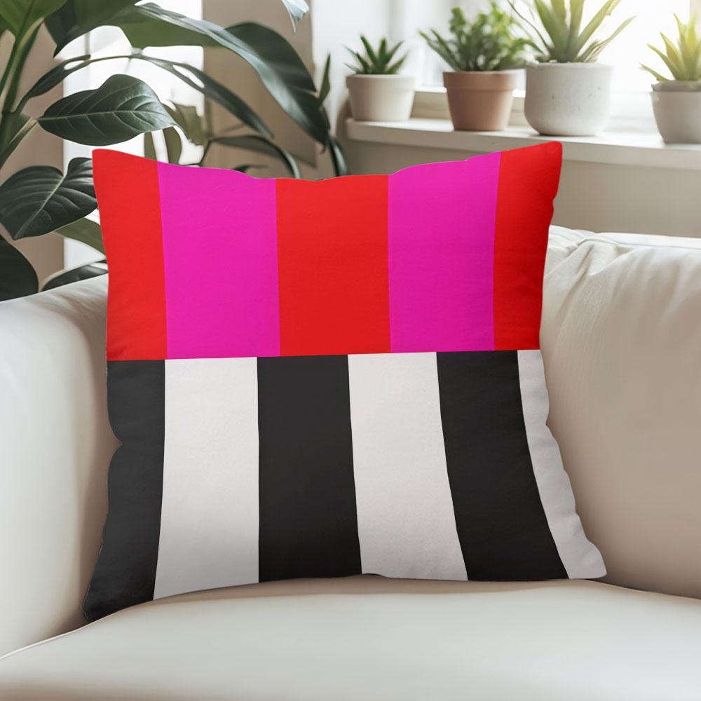 Color - Block Stripes Square Jacquard Pillow Cover for Sofa Office Waist Cushion Cover Home Decorative Pillowcase