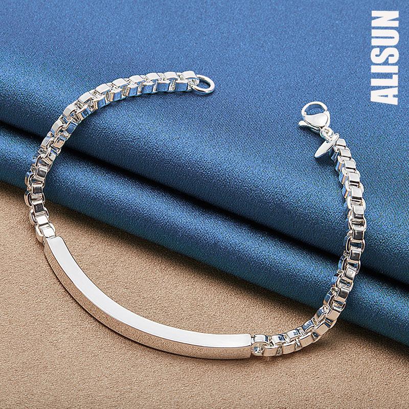925 Sterling Silver Box Chain Smooth Side Bracelet Fashionable Wedding Jewelry