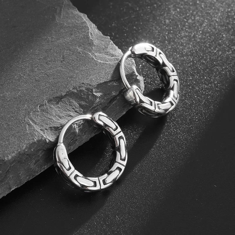 Retro Creative Chain Hoop Earrings Hypoallergenic Men's Earrings Personalized Punk Fashion Casual Accessories