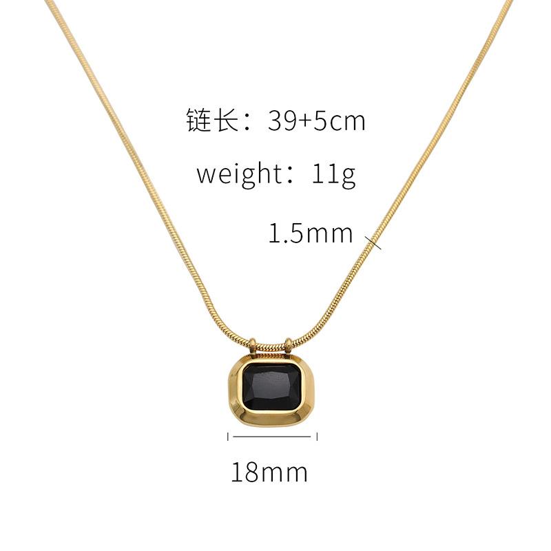 Accessories French Vintage Geometric Sugar Cube Zircon Pendant Necklace Women'S 18K Gold Stainless Steel Clavicle Chain