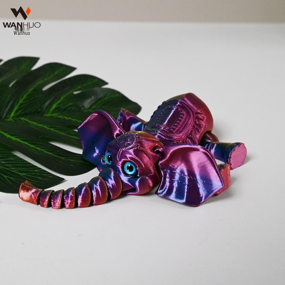 3D Printed Cartoon Elephant Toy with Movable Limbs and Ears - Children's Gift Ornament