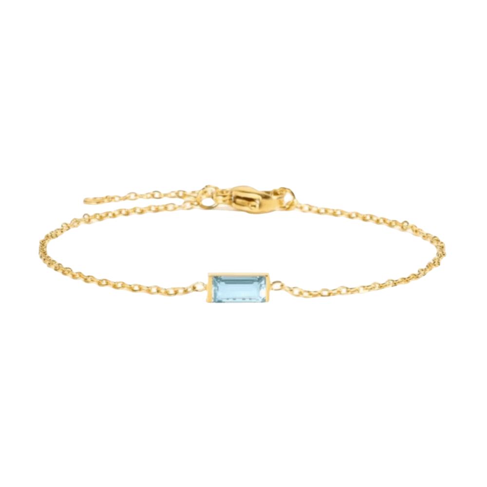 Quadratischer Zirkon Goldplattiertes Armband Stapelbares Minimalistisches Armband Trendiges Geburtsstein-Armband Täglich