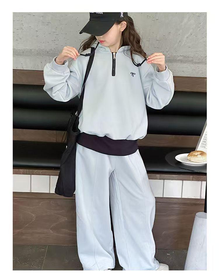 Girls' Korean-Style Hooded Two-Piece Set - Spring/Autumn 2025 Fashion for Big Kids