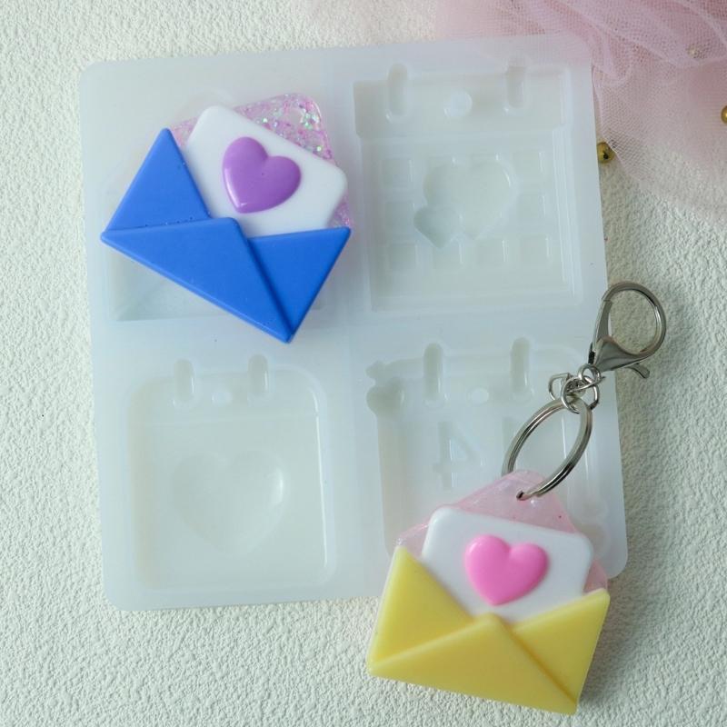 Flexible Pendant Mold Crafts Molds Valentines Day Series Keychain Mould Silicone Material Gift for DIY Hand Making Lover