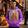 Men's Halloween Funny Skeleton Print Long Sleeve -Lined Pullover Hoodie with Pocket