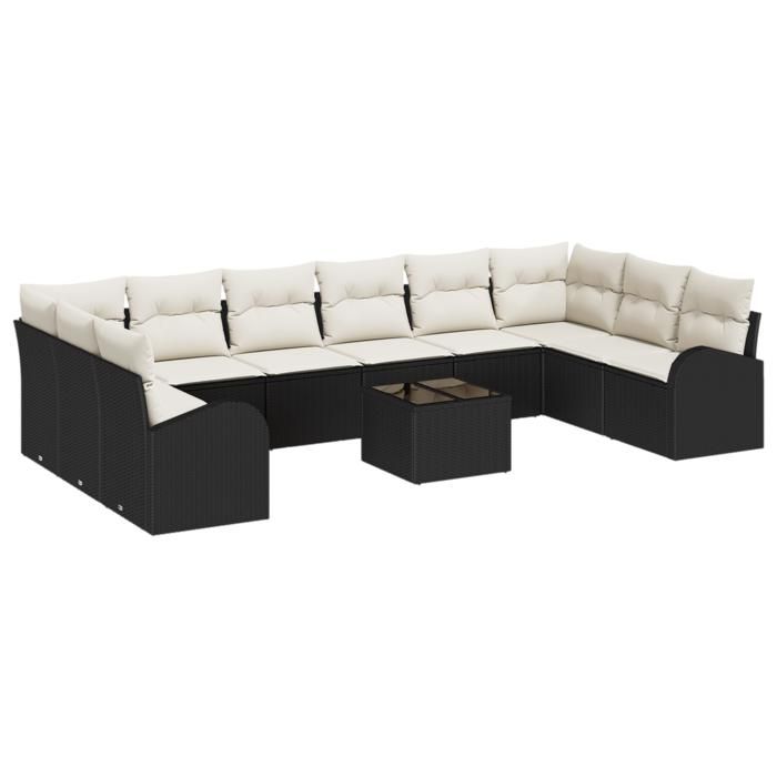 VidaXL Ensemble de canapés de jardin 10 pièces avec coussins en poly rattan marron 3346227
