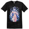 Anime Waifu T Shirt Blue Hair Crystal Snowflake Fantasy Art Graphic Tee Gift
