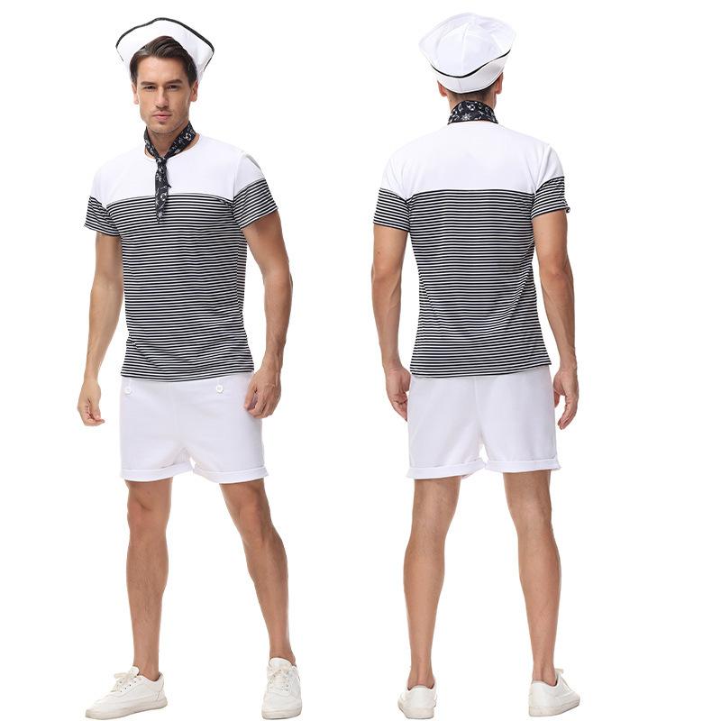 Halloween Navy Sailor Suit Cosplay White Uniform Couple Stage Performance Costume