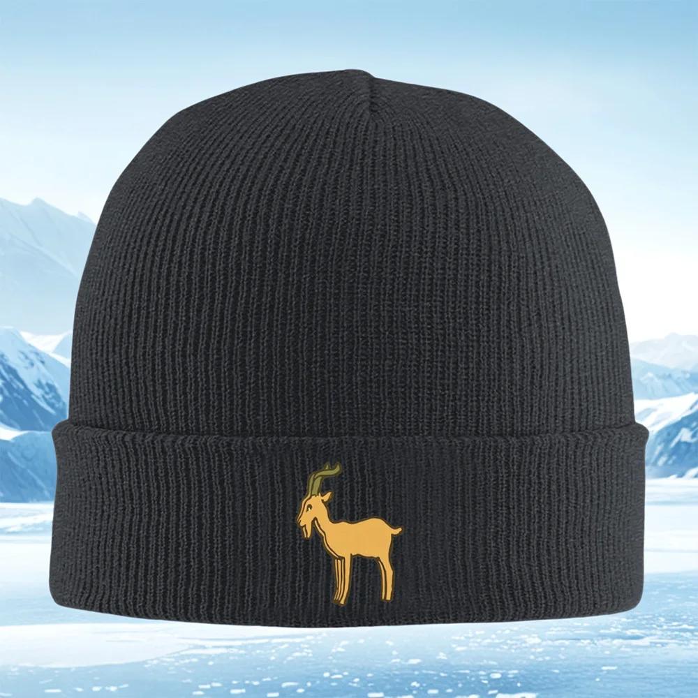 New Gold Goat Cartoon Style Horns Men Women Unisex Knitted Hat Beanie Pullover Cap Winter Thermal Warm Christmas Outdoor Cycling