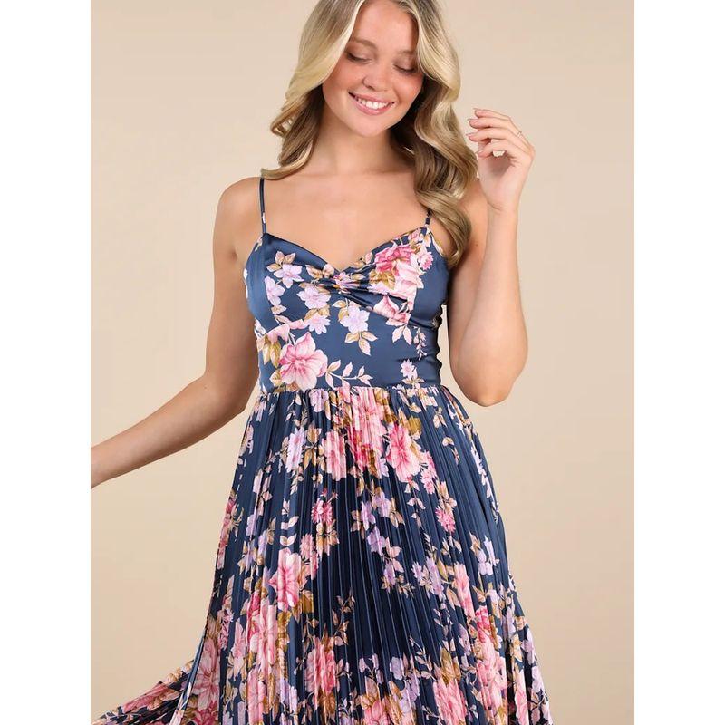 Foreign Trade Order Lu's Cross-Border Texture Sling Pleated Pleat Chest Emphasizing Exquisite Print Big Hemline Ins Vacation Dress
