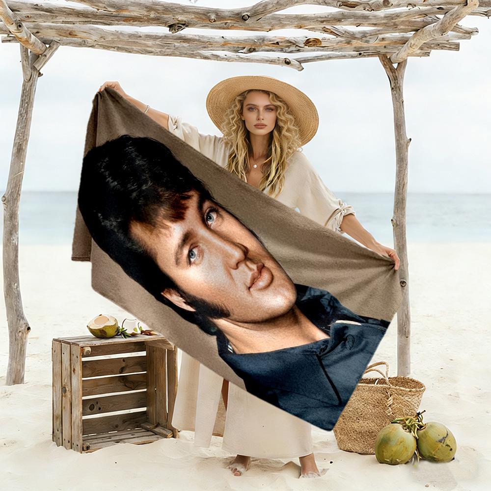 Rock Roll Legend Elvis Beach Towel Quick-Dry Soft Microfiber Comfortable Lightweight Perfect for Traveling Yoga Camping and Swimming