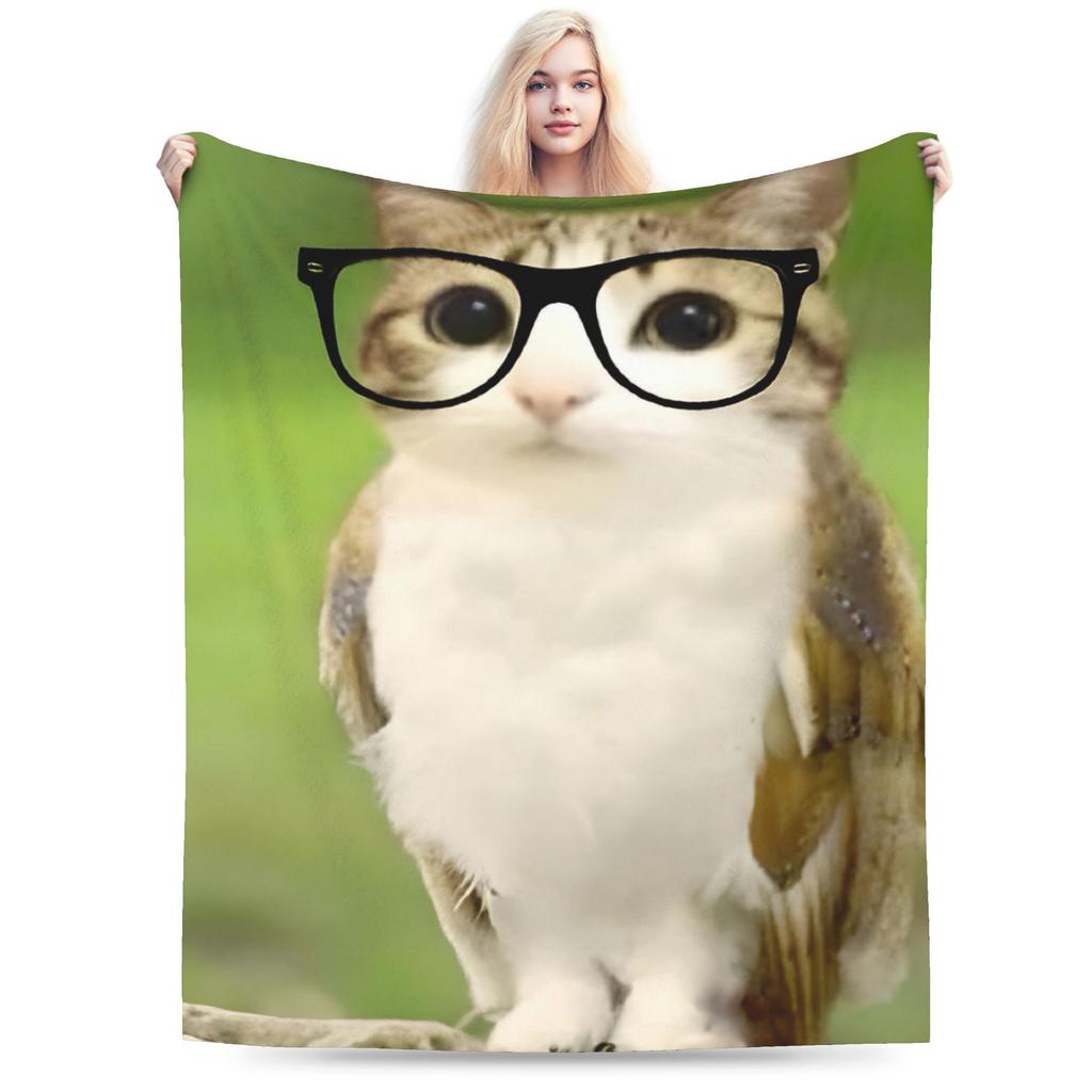Meowl Cat Owl Meme Blanket Soft Coral Fleece Plush Healing Gifts  Throw Blankets Bedding Throws