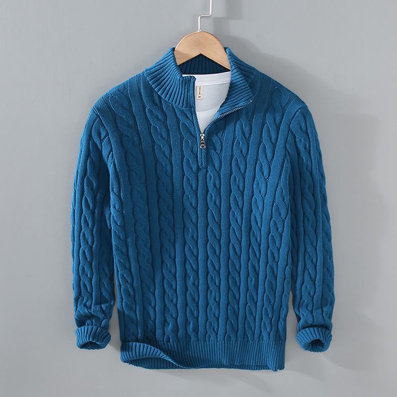 2025 Autumn/Winter Men's High Neck Thick Knit Zipper Cardigan Sweater