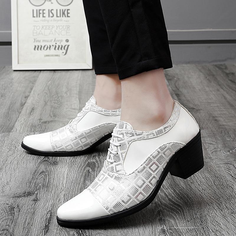 Brand 2025 Men's High-heeled Leather Shoes Fashion Red Wedding Dresses Shoes For Men Luxury Formal Shoes Man Zapatos De Vestir