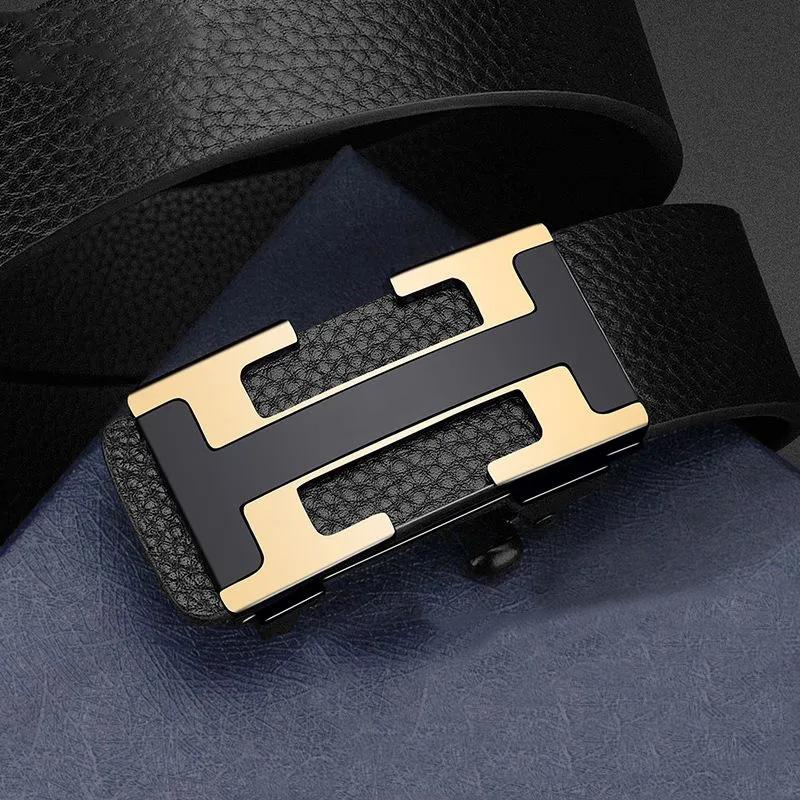Men'S Belt Leather Automatic Buckle Wear Versatile Casual First Layer Cowhide Belt Men'S Young People Fashion Belt Hot