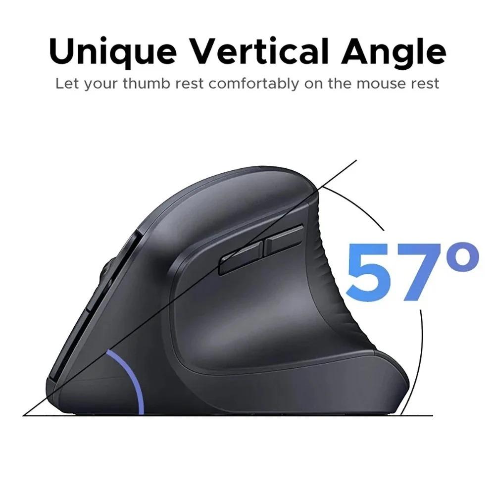 2.4G Vertikální Bezdrátová Bluetooth 5.0 Myš Ergonomická Dobíjecí Myš RGB 1600 DPI Tichá Myš pro PC Laptop Stolní počítač