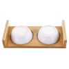 Cat Dog Feeders Bowl Pet Food Water Bowl 1/2 Bowls Ceramic Tableware Bamboo Frame Antiskid Pet Supplies Dog Cat Feeding Bowl