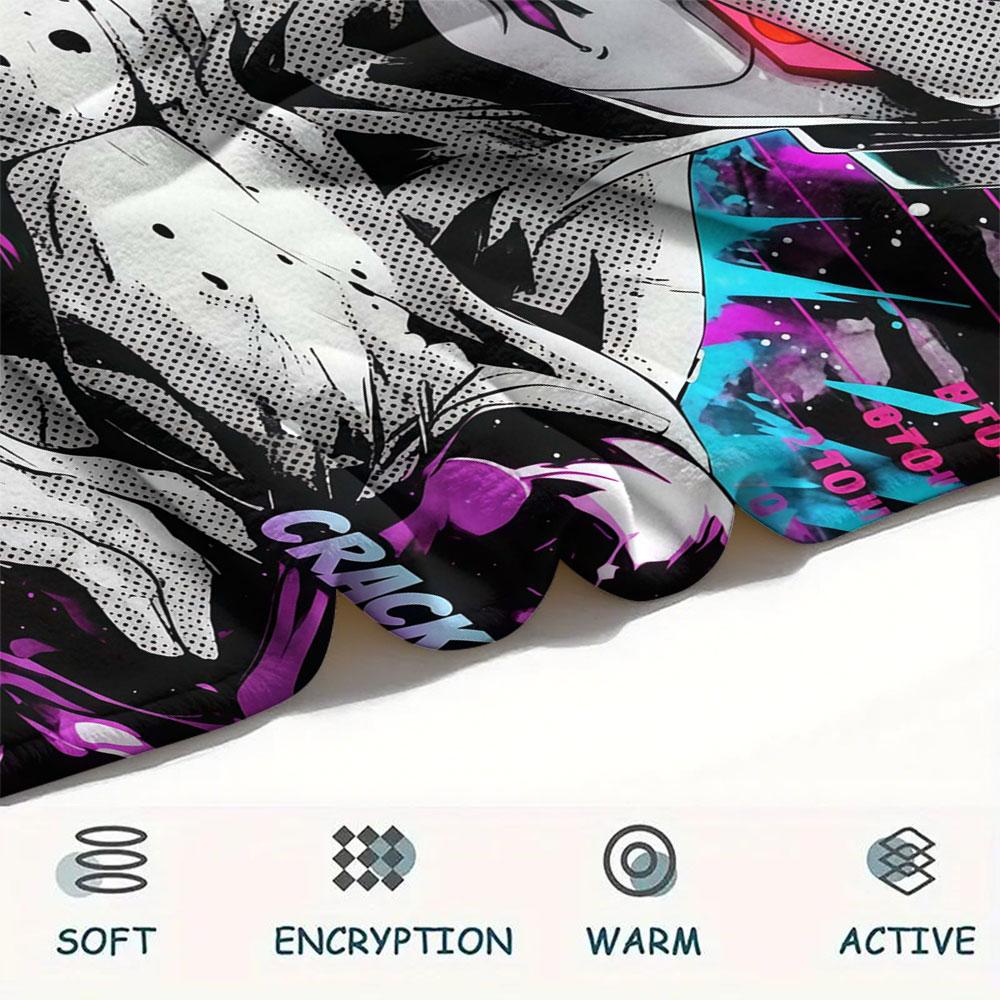 1Pc Dragon Ball Couples Print Flannel Blanket, High quality Comfortable for All Seasons, Home Decor, Warmth and Comfort, Perfect for Christmas Gifts