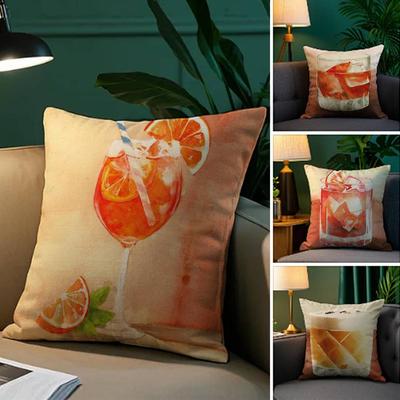 Warmer Cocktail Kunst Kissenbezug Plüschstoff Weicher Kissenbezug Beidseitiger Druck Sofakissenbezug Überwurf
