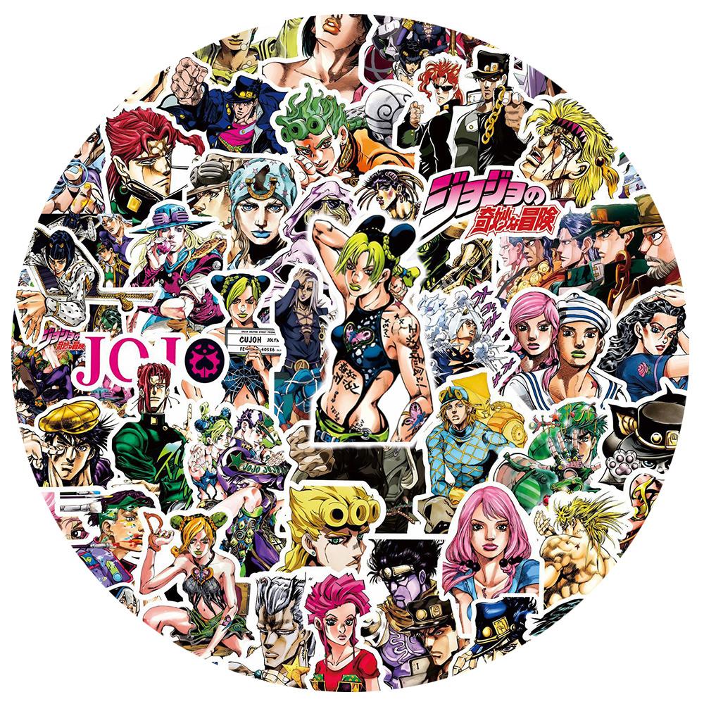 10/30/80pcs JoJo's Bizarre Adventure Anime Graffiti Stickers Waterproof DIY Skateboard Laptop Phone Car Black White Manga Decals