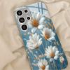Gold-plated tempered glass phone case  compatible Galaxy S26 S25 S24 S23 S22 Ultra Plus. Features a white daisy design.